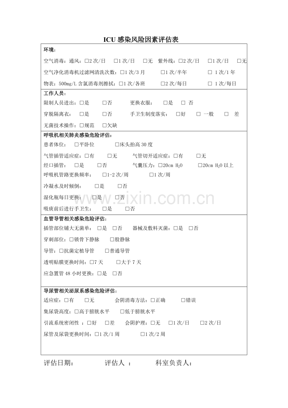 高感染科室风险评估表.doc_第1页