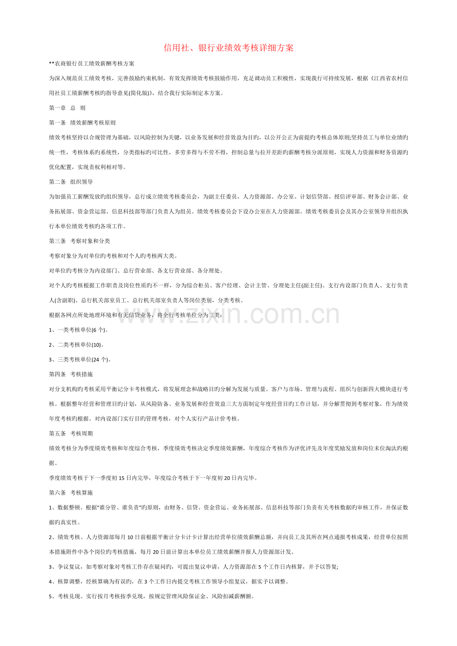 信用社银行业绩效考核具体方案.doc_第1页