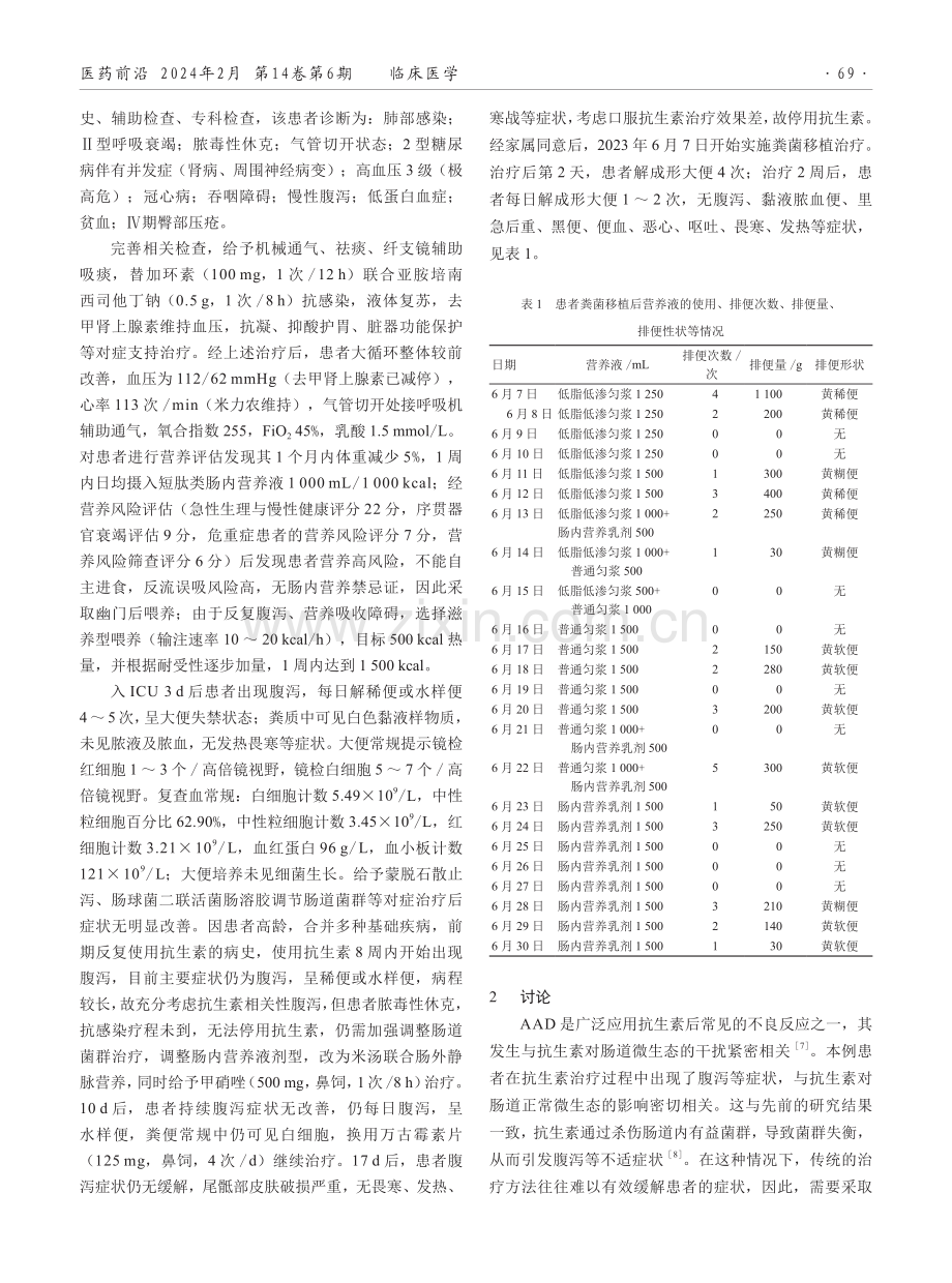 粪菌移植治疗抗生素相关腹泻1例.pdf_第2页