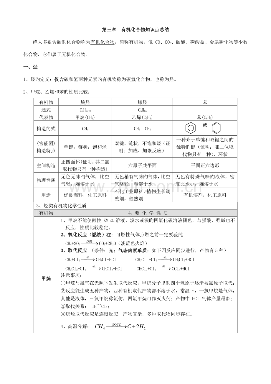 2023年高一化学必修二有机化合物知识点总结.doc_第1页