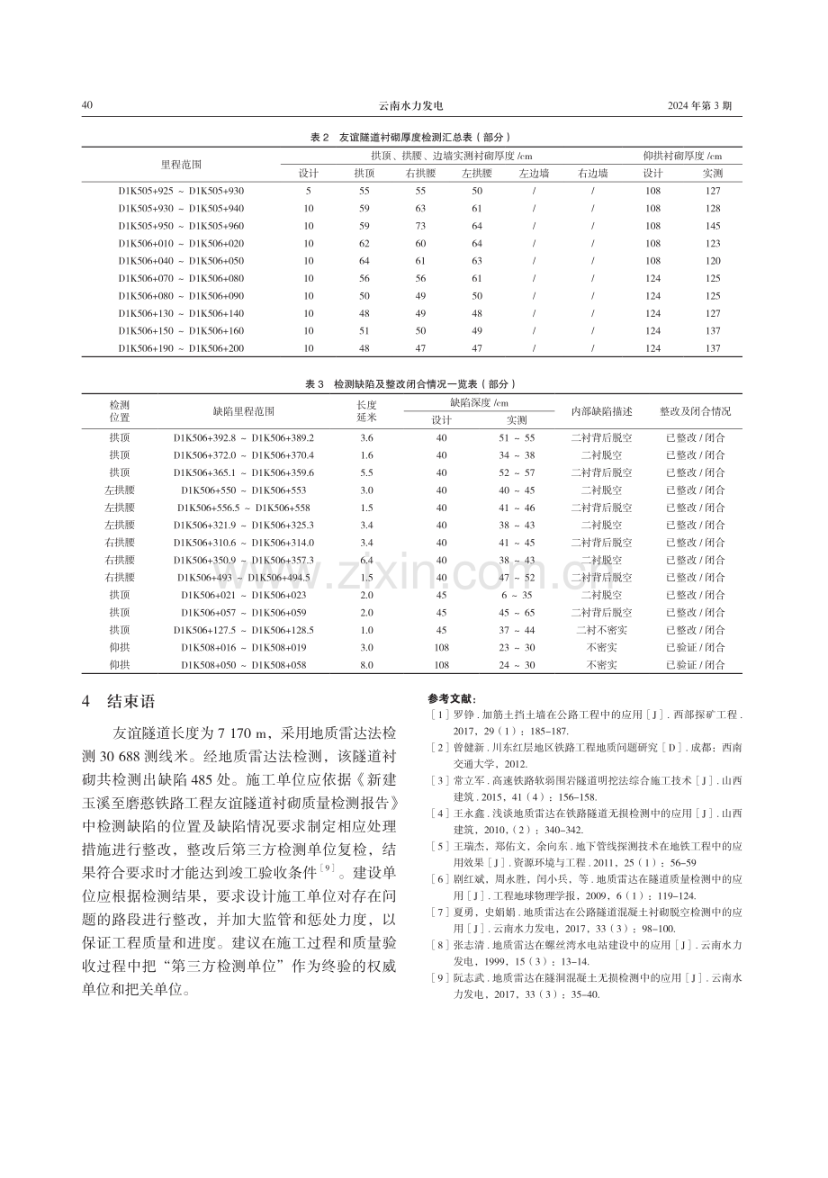 地质雷达在玉溪友谊隧道衬砌质量检测中的应用.pdf_第3页