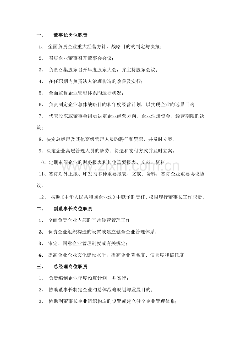 公司岗位职责大全.docx_第1页