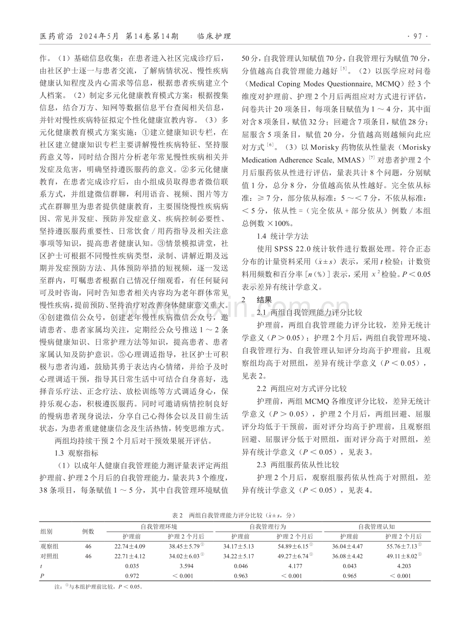 多元化健康教育模式对社区老年慢病患者服药依从性的影响.pdf_第2页