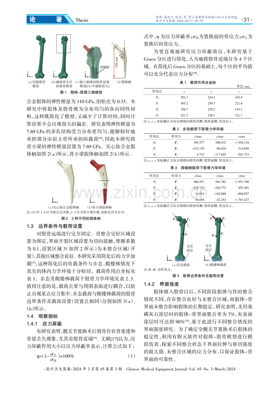 骨小梁髋假体柄植入的应力分析.pdf_第3页