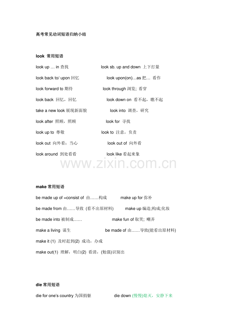 2023年高考常见动词短语归纳小结.doc_第1页