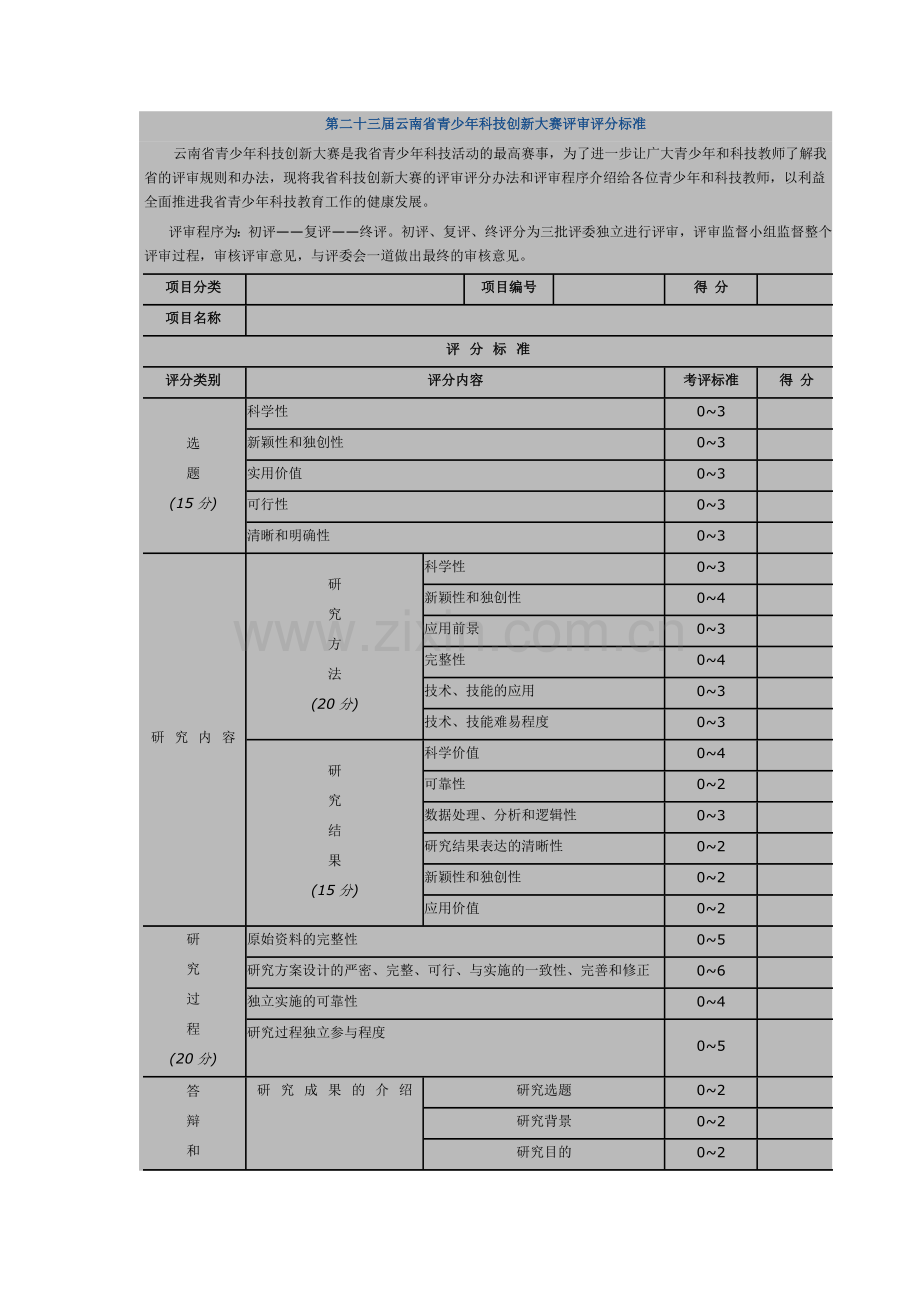 青少年科技创新大赛评审评分标准.doc_第1页