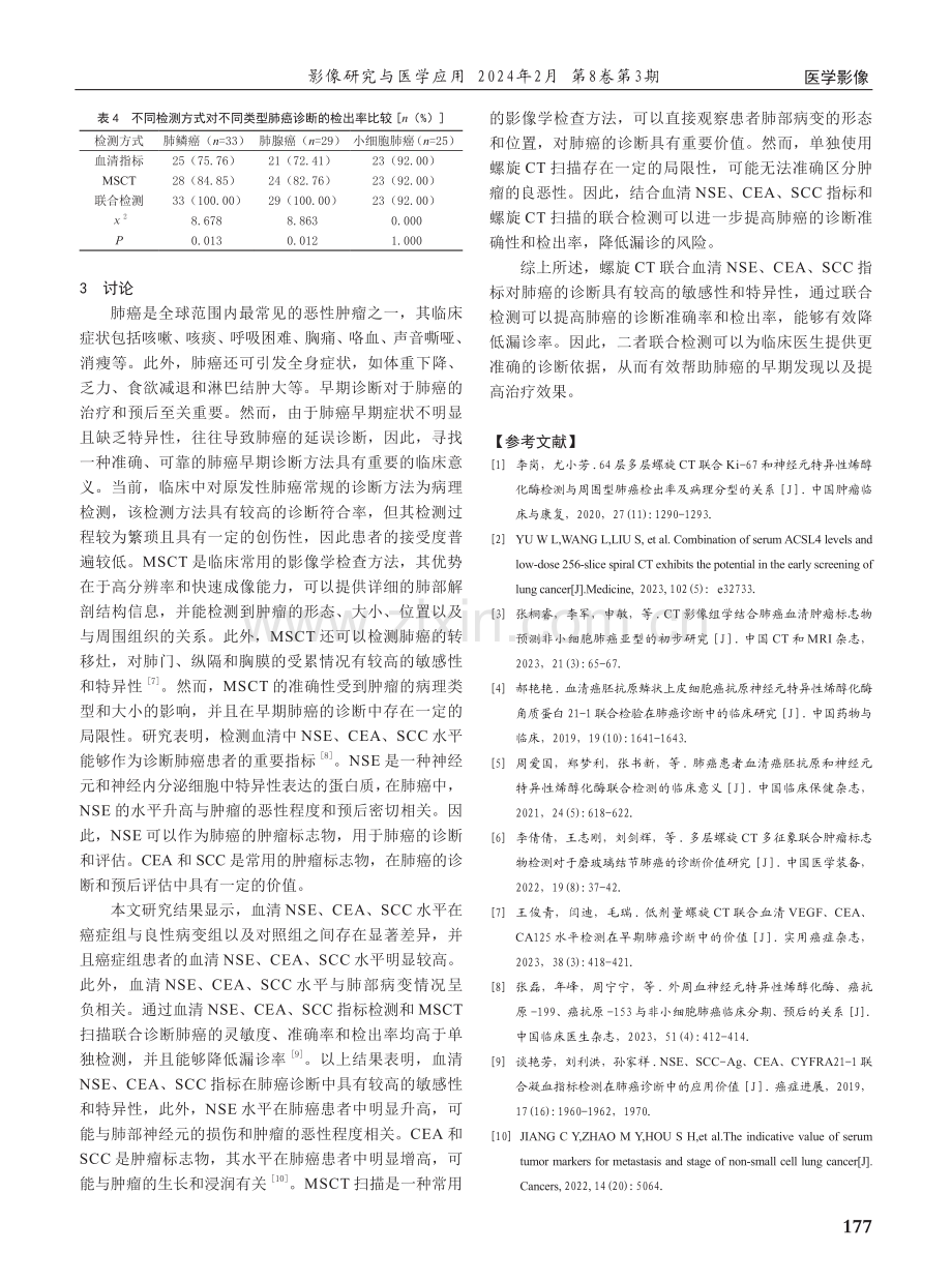 多层螺旋CT联合NSE、CEA、SCC指标对肺癌的诊断价值研究.pdf_第3页