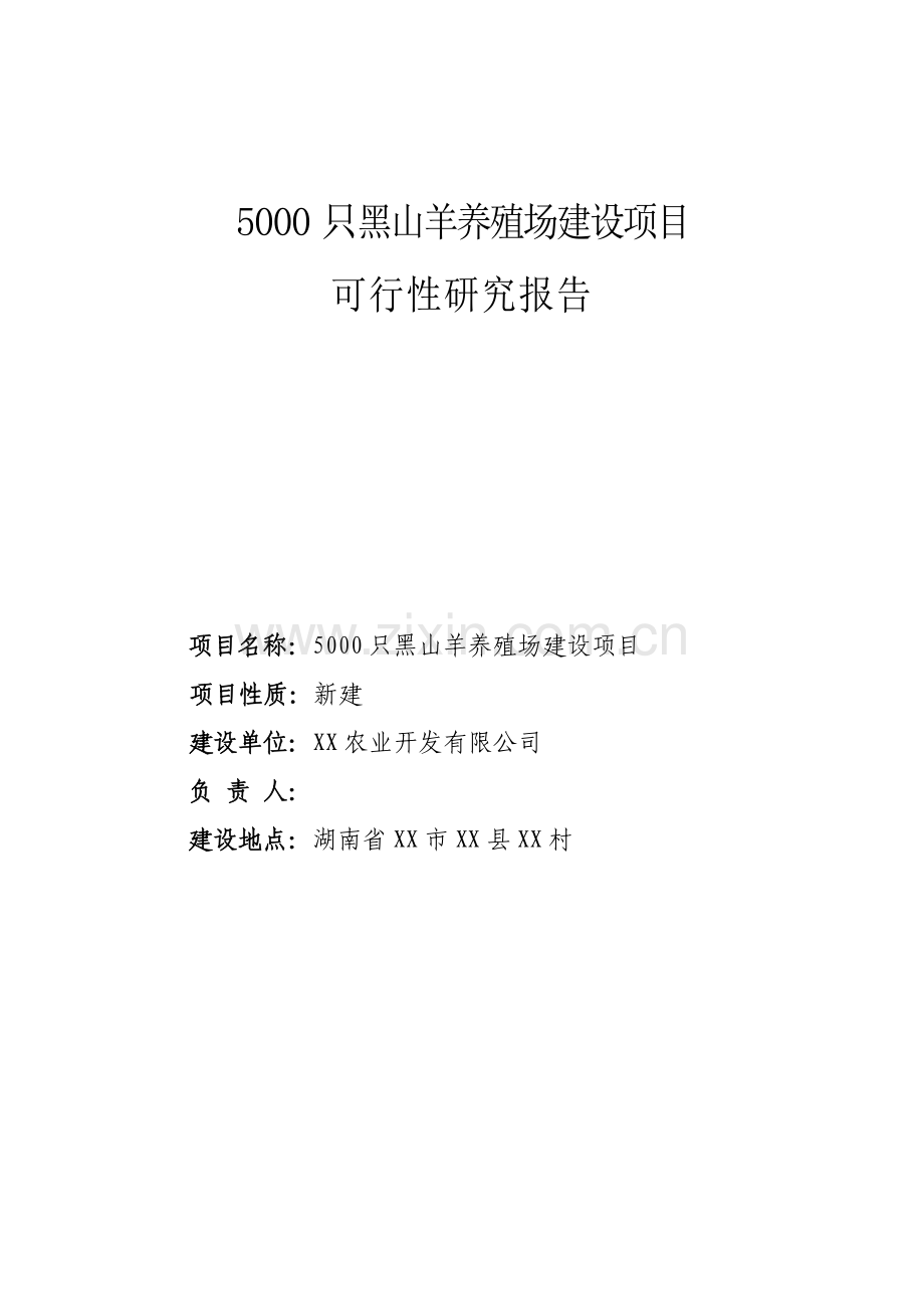 5000只黑山羊养殖场建设项目可行性研究报告.doc_第1页