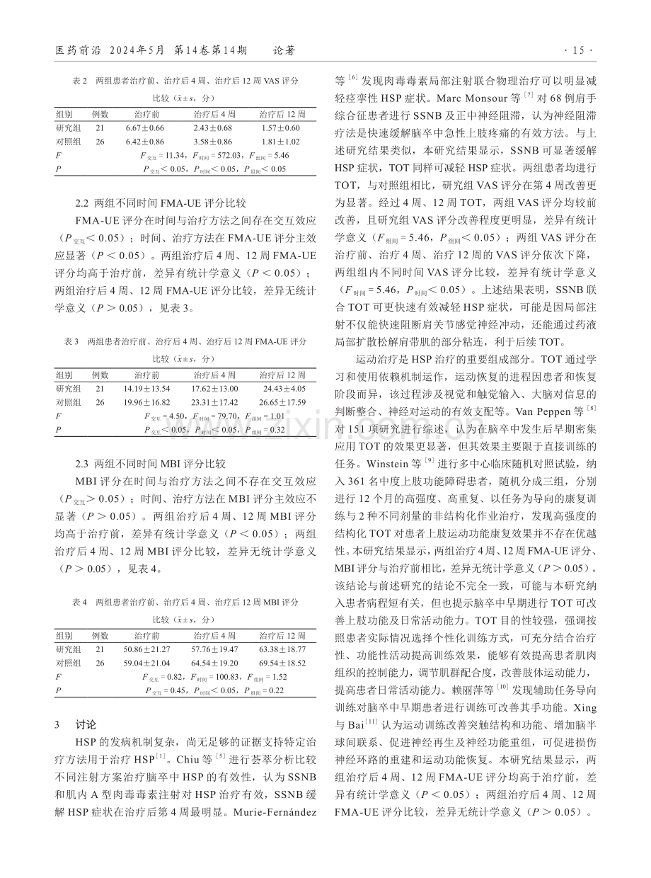 肩胛上神经阻滞联合任务导向训练治疗脑卒中后偏瘫肩痛的疗效观察.pdf_第3页