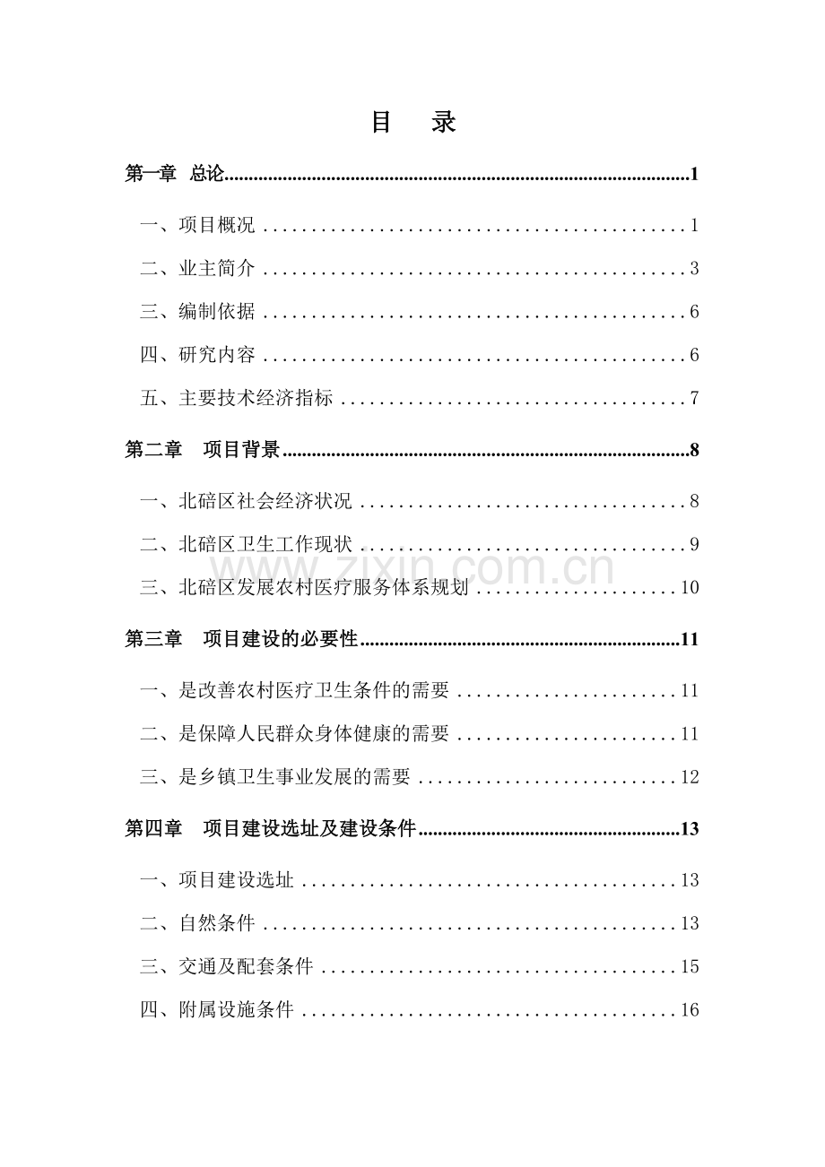 某农村卫生服务体系建设项目可研报告.doc_第1页