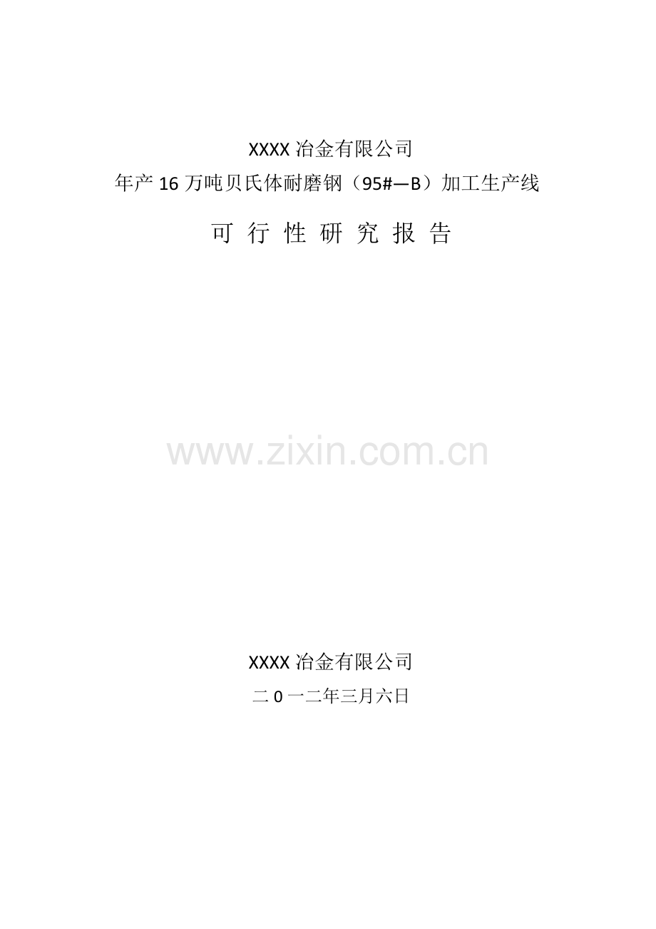 16万吨贝氏体耐磨钢(95b)加工生产线项目可行性研究报告.doc_第1页