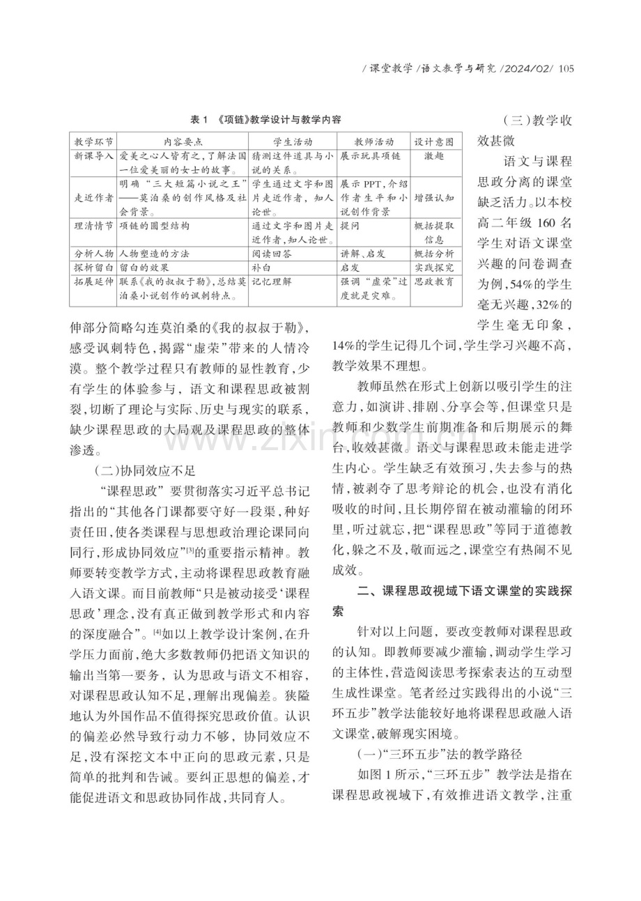 课程思政视域下高中小说“三环五步”教学法的实践探索——以《项链》为例.pdf_第2页