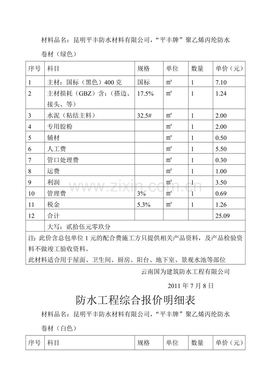 防水工程综合报价明细表.doc_第2页