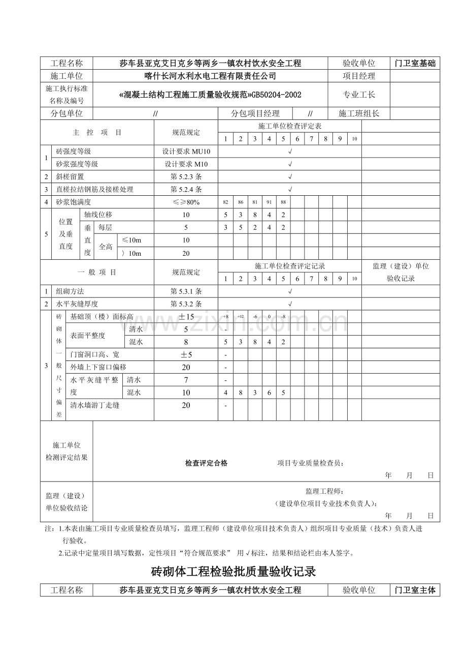 砖砌体工程检验批质量验收记录表.doc_第3页