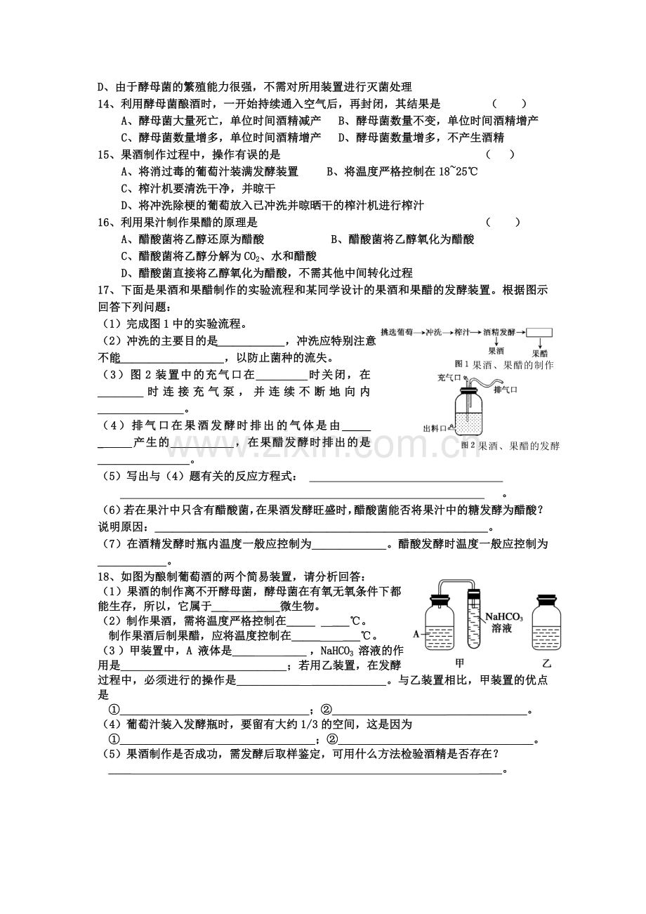 果酒和果醋检测题.doc_第2页