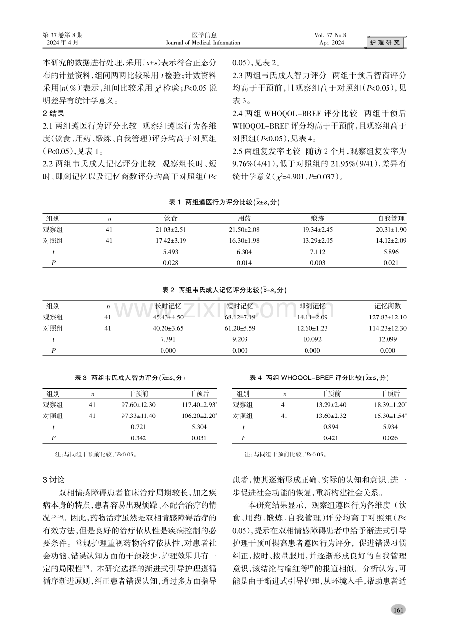 渐进式引导护理对双相情感障碍患者认知功能及遵医行为的影响.pdf_第3页