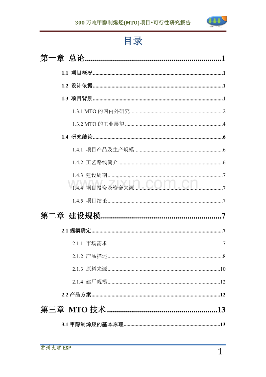 30万吨甲醇制烯烃mto项目可行性研究报告.doc_第2页