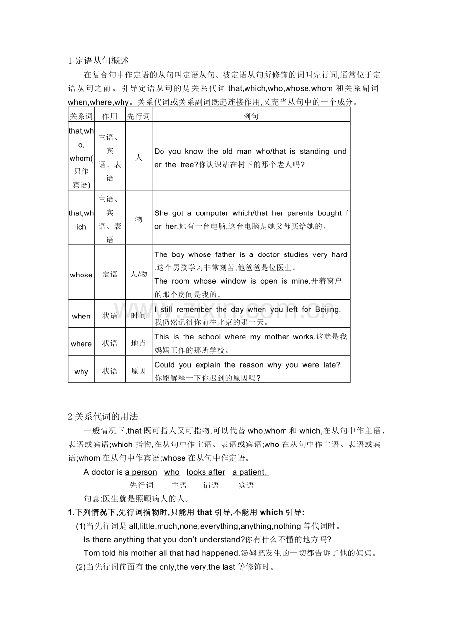 初中英语语法精讲+精练 定语从句.docx_第1页