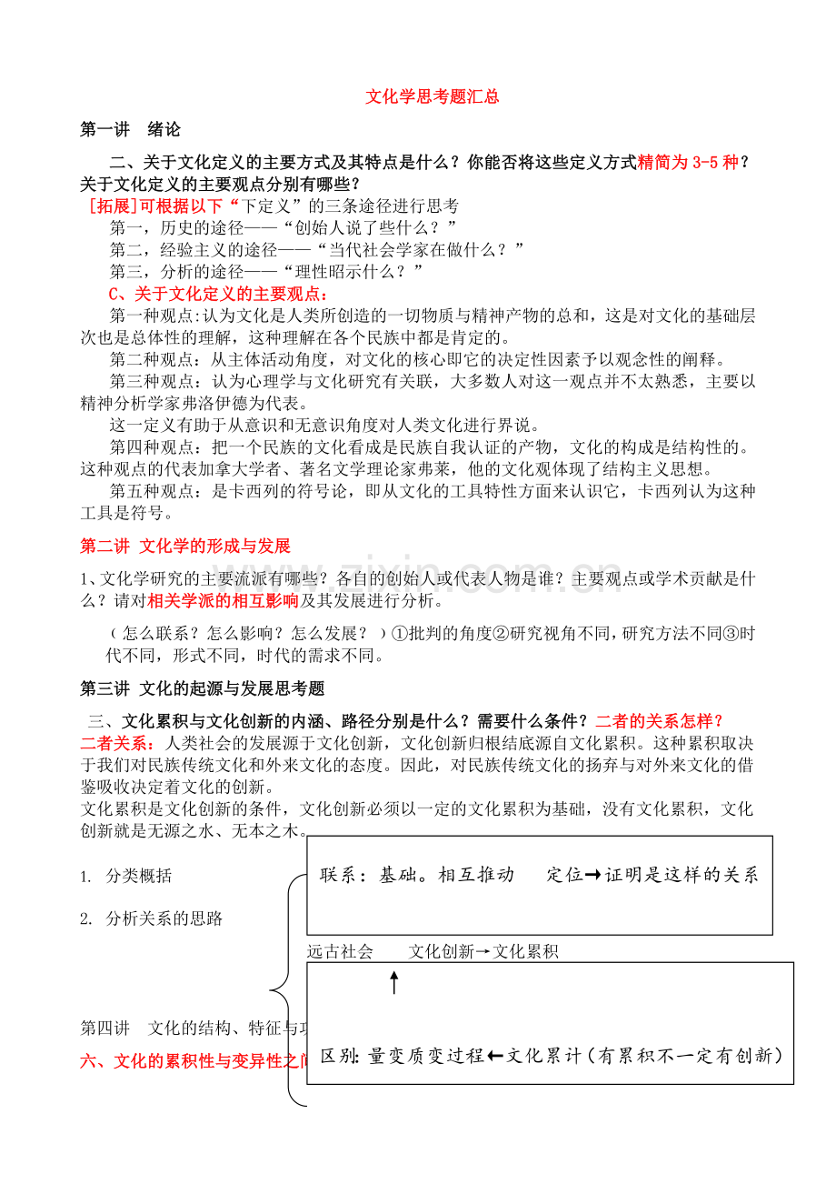 精选-西南大学文化学期末考试思考题汇总-考试重点.doc_第1页