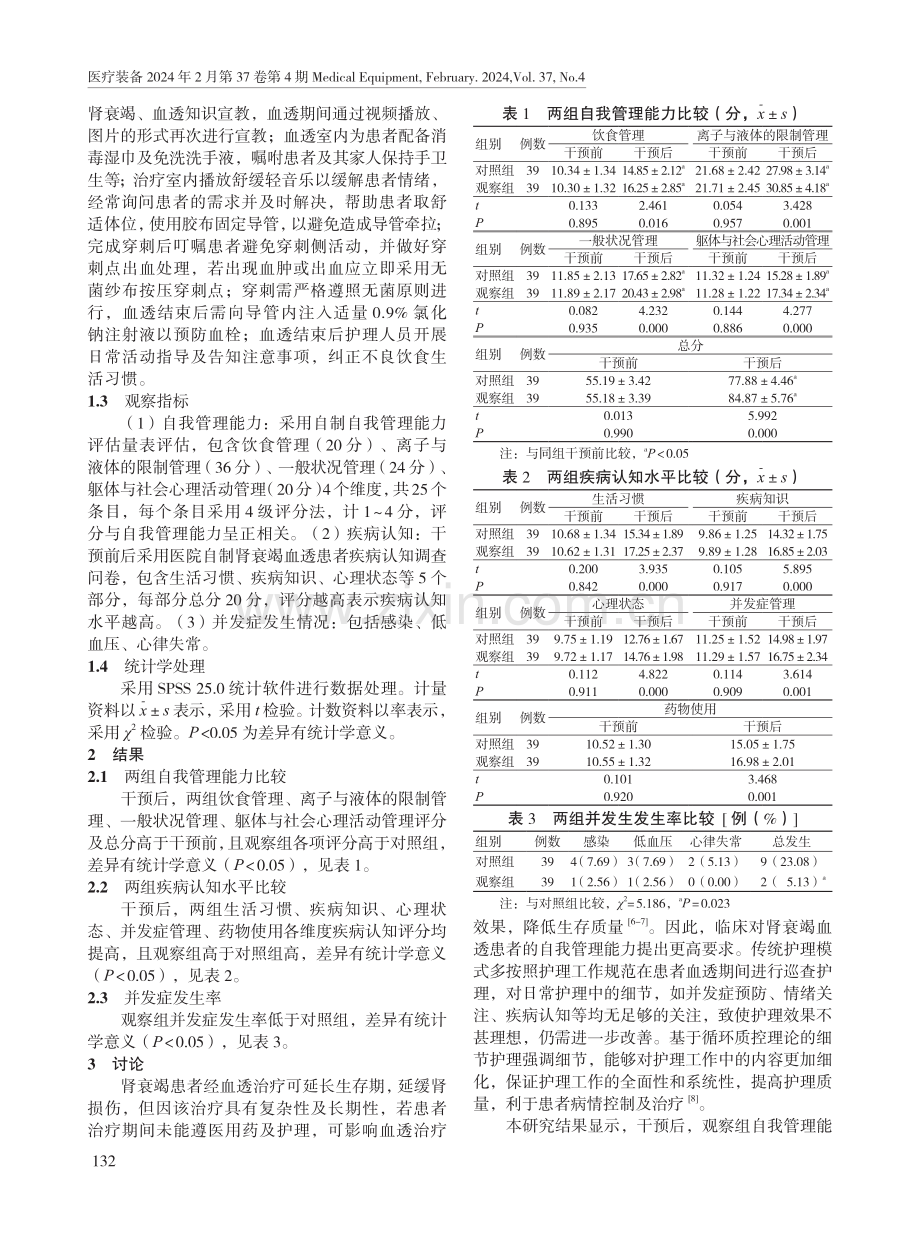 基于循环质控理论的细节护理对肾衰竭维持性血液透析患者自我管理能力及疾病认知的影响.pdf_第2页