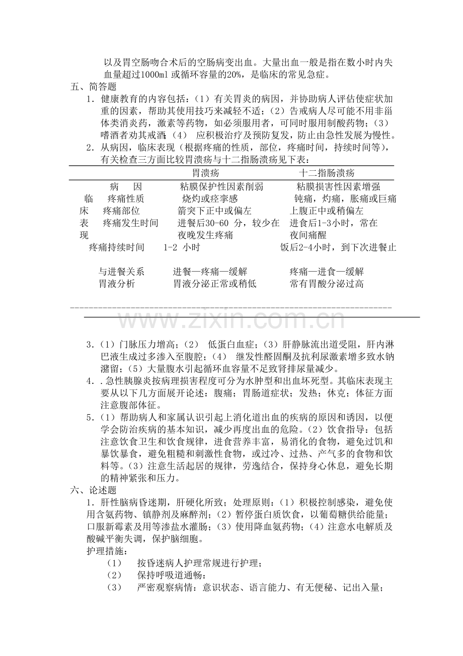 消化系统疾病及护理试题答案.doc_第2页