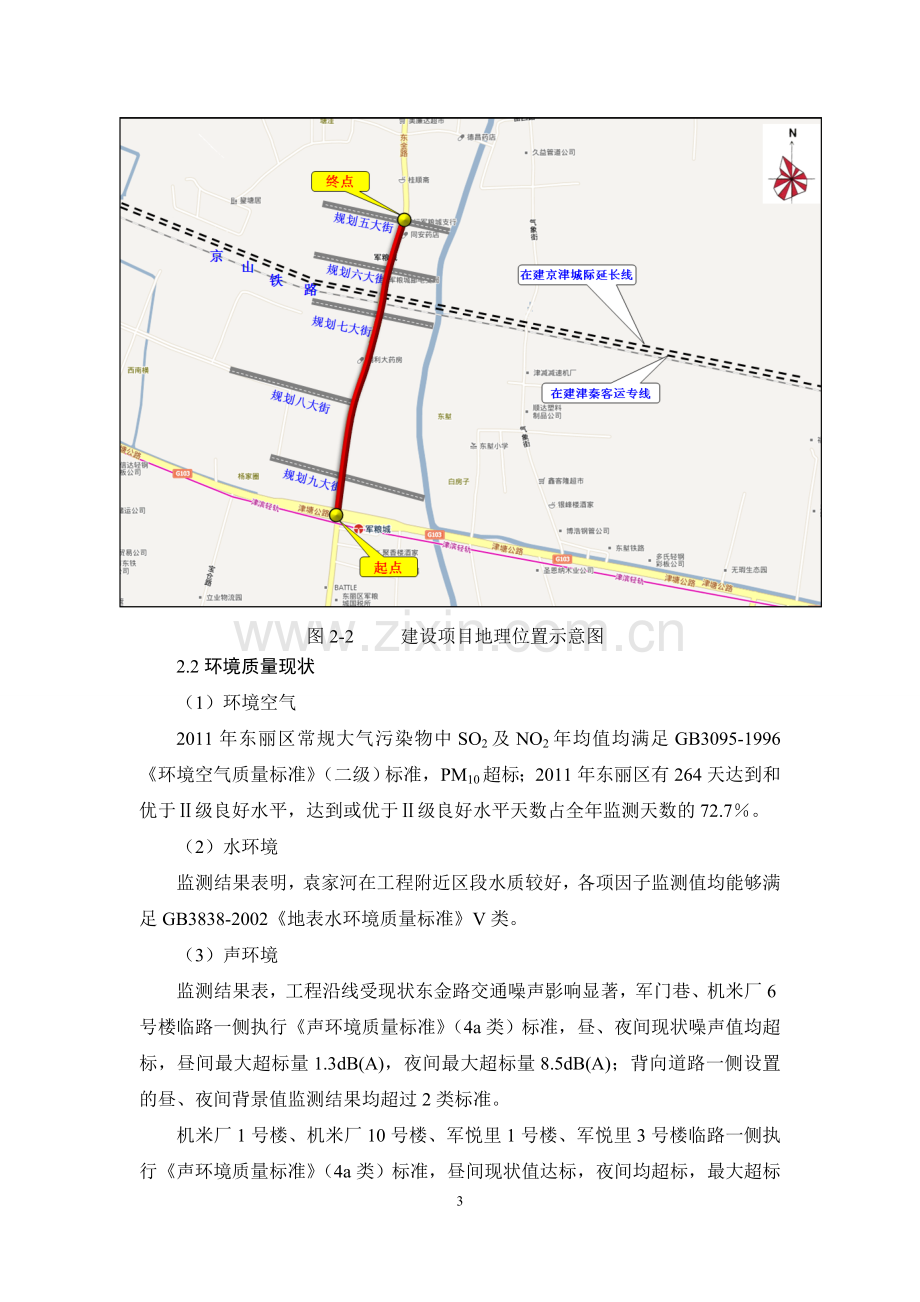 天津东金路下穿津秦客运专线等铁路工程环境影响报告书简本.doc_第3页