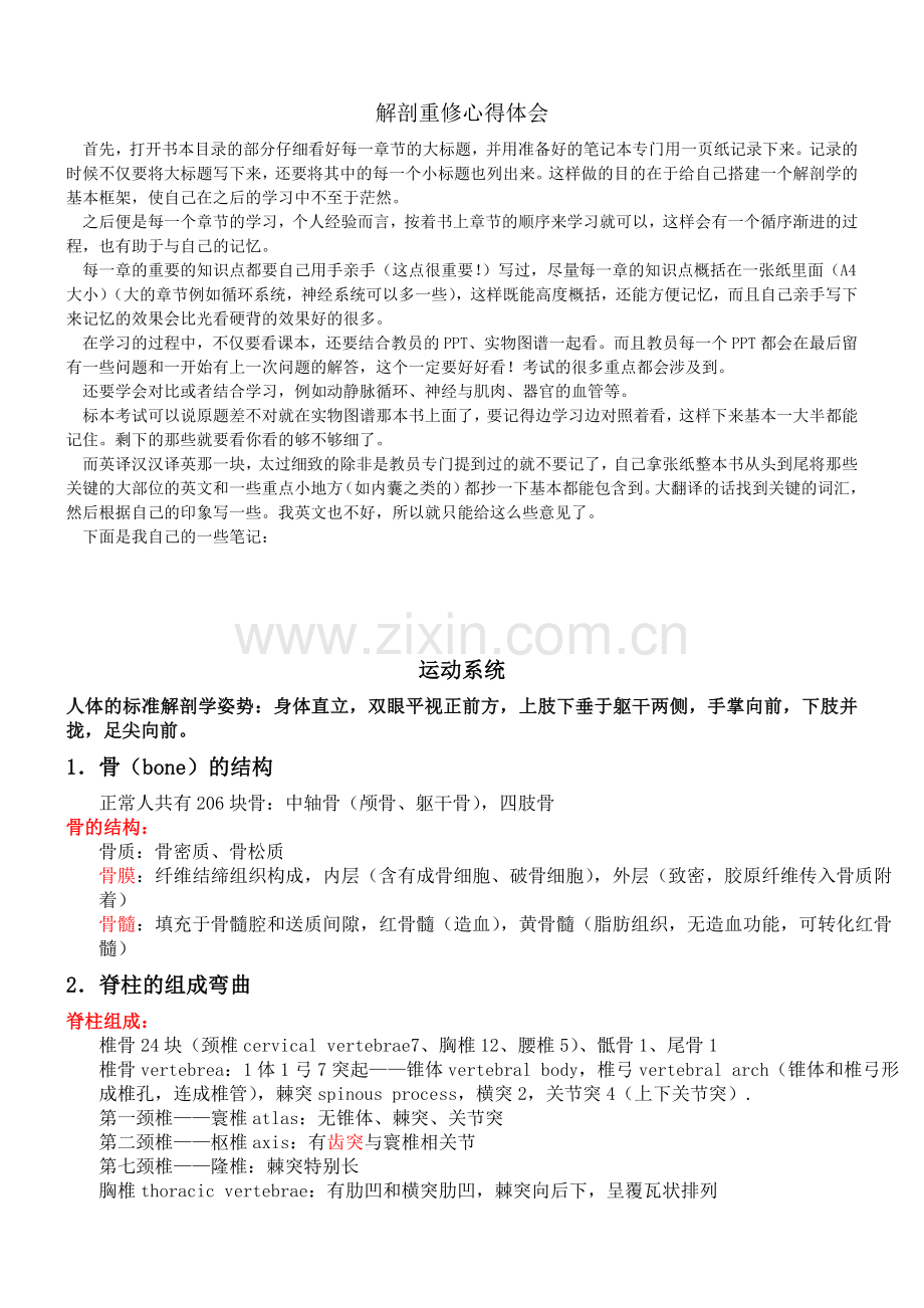 系统解剖学心得体会+笔记.doc_第1页