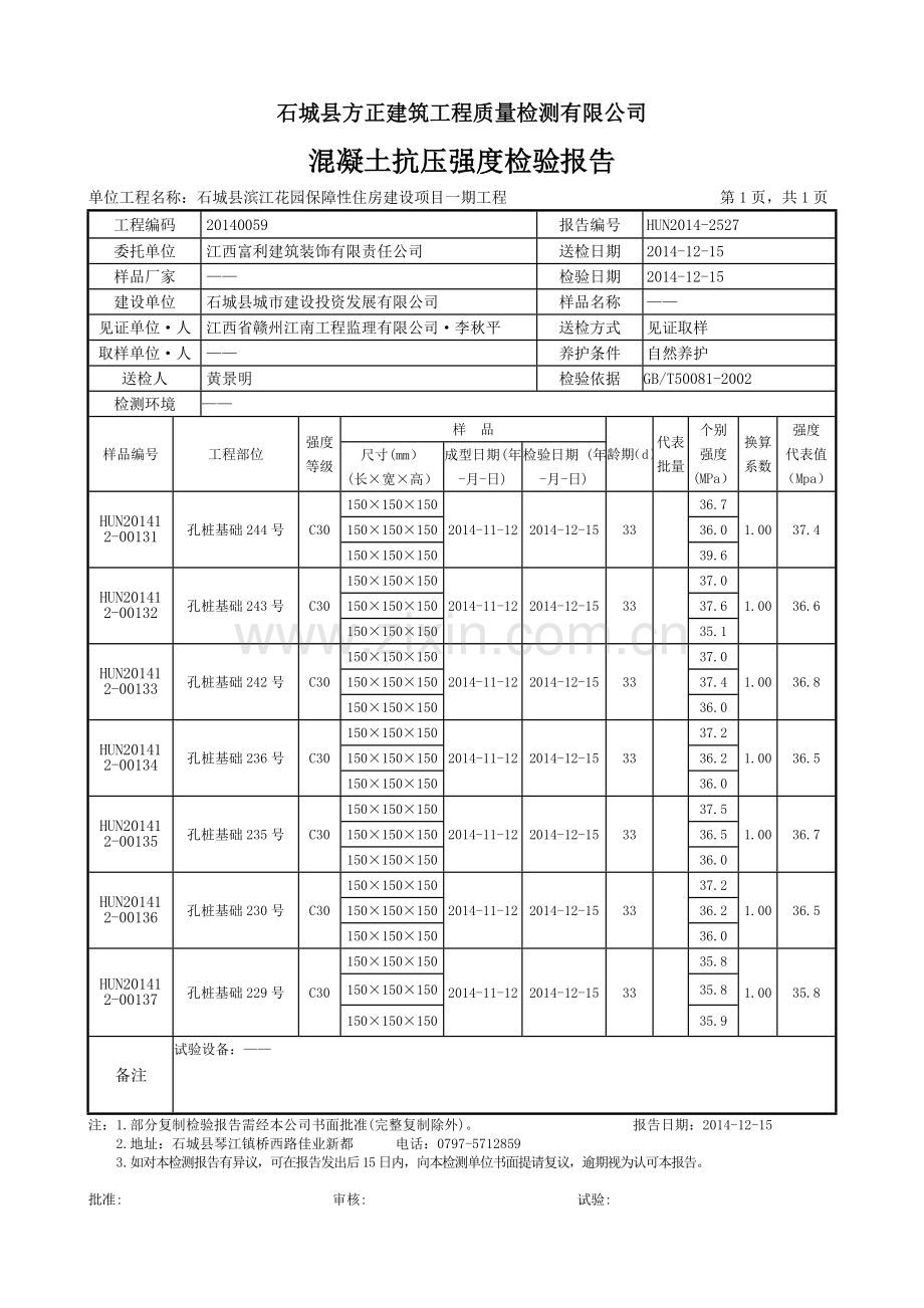 混凝土抗压强度检验报告70742.doc_第1页