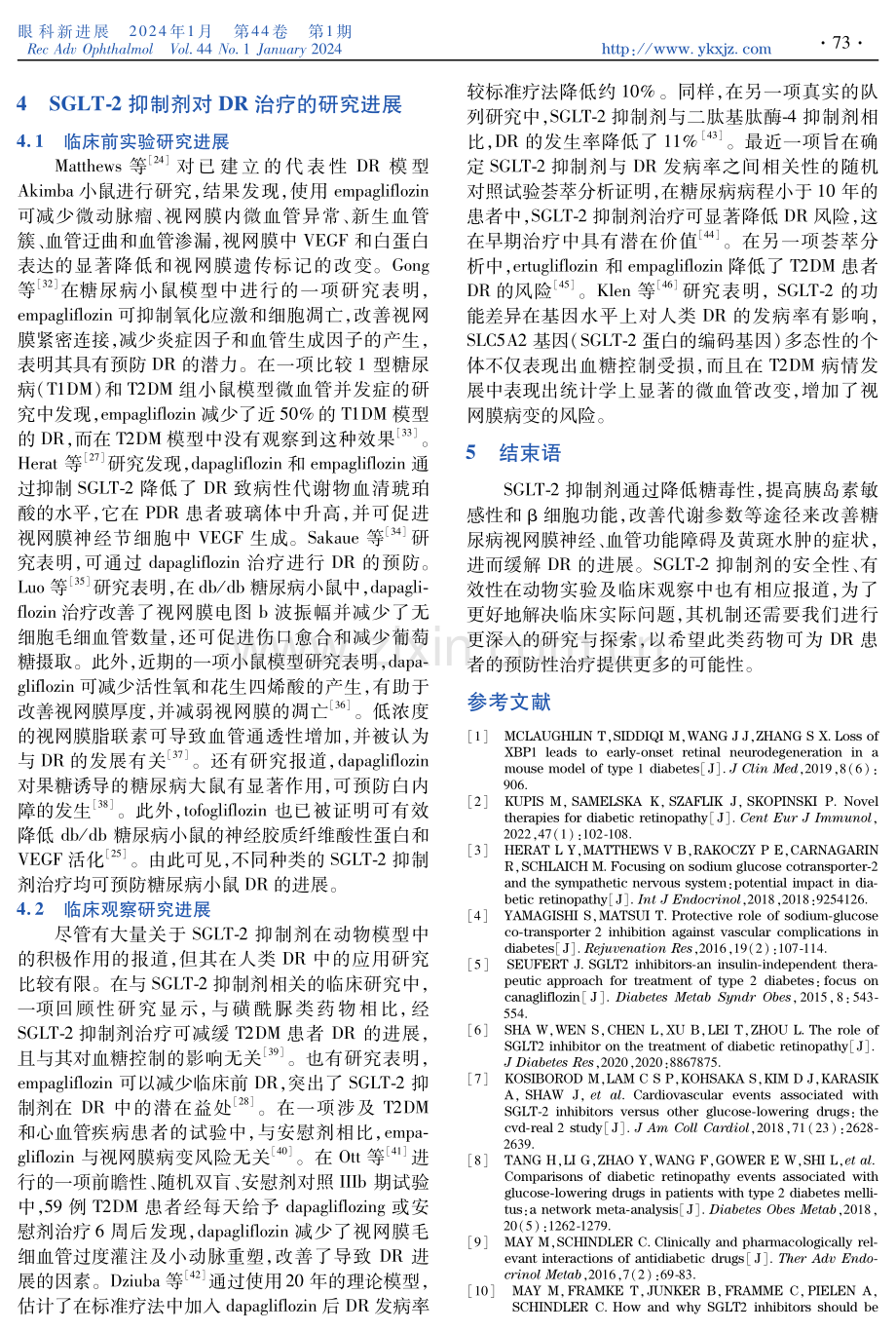 钠-葡萄糖协同转运蛋白2抑制剂治疗糖尿病视网膜病变的研究进展.pdf_第3页