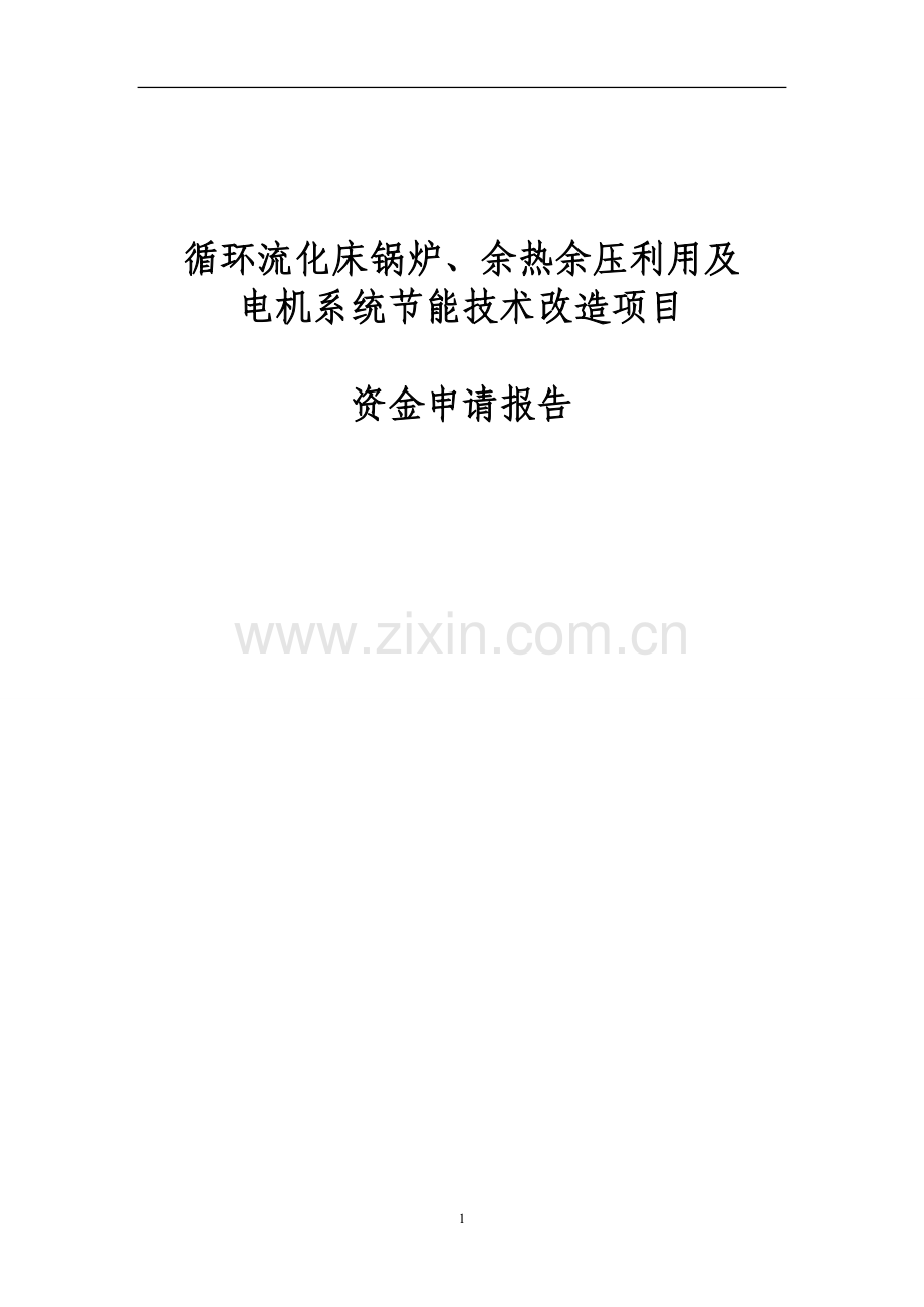 循环流化床锅炉、余热余压利用及电机系统立项建设节能技术改造项目建设可行性研究报告.doc_第1页