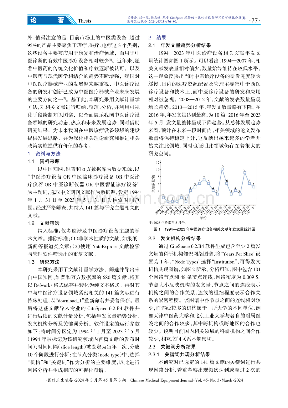 基于CiteSpace软件的中医诊疗设备研究的可视化分析.pdf_第2页