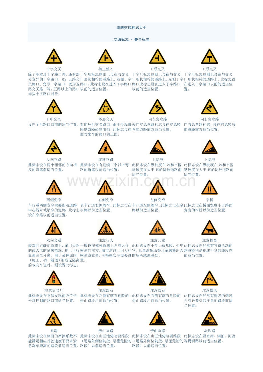 科目一科目四-交通标志图片大全.doc_第1页