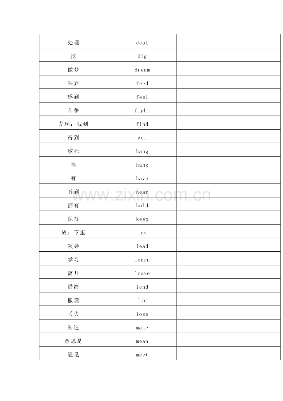 初中英语不规则动词表（含背诵版和默写版）.docx_第2页