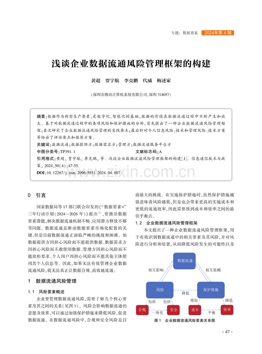 浅谈企业数据流通风险管理框架的构建.pdf_第1页