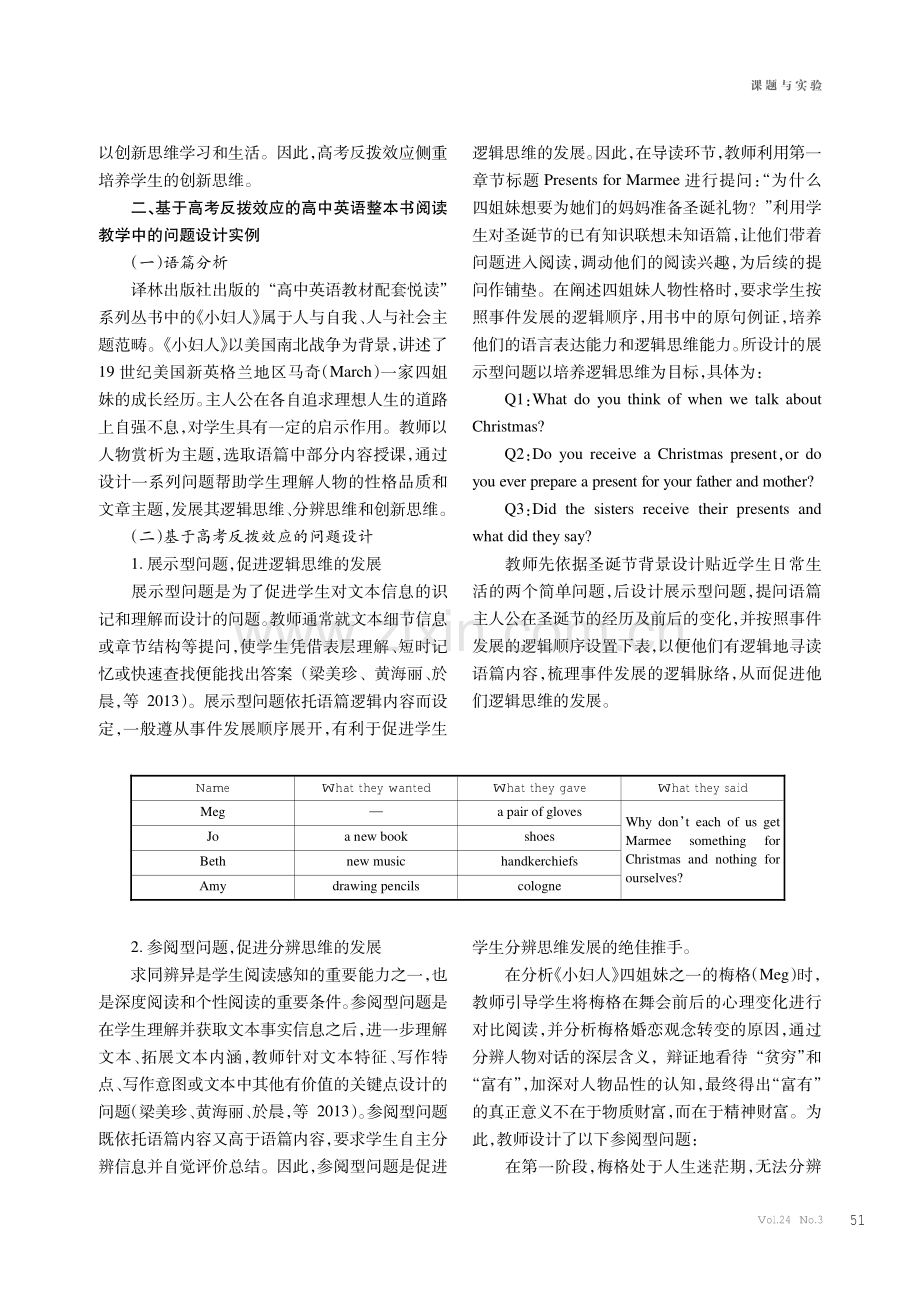 基于高考反拨效应的高中英语整本书阅读教学中的问题设计探究.pdf_第2页