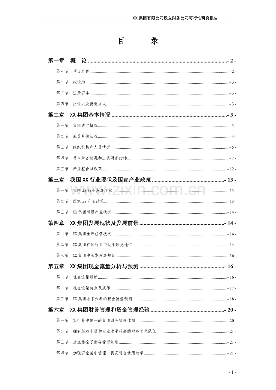 xx集团有限公司设立财务公司资建设可行性研究报告.doc_第1页