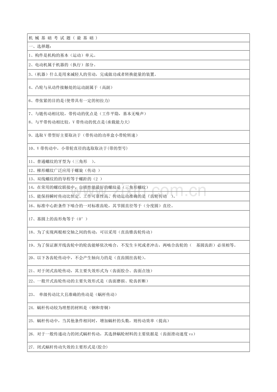 精选-机械基础考试题-(最基础).doc_第1页