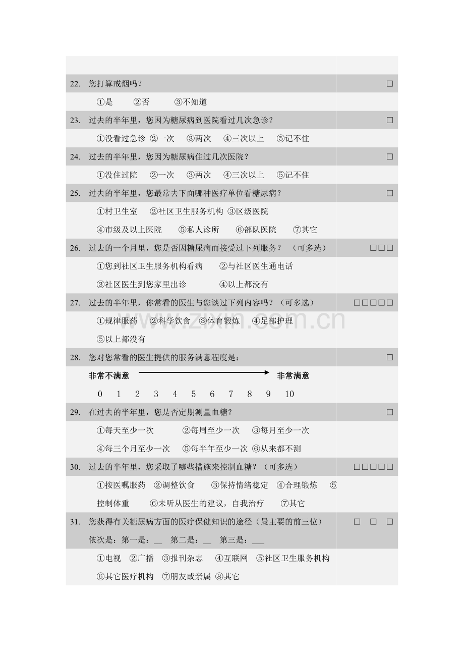 糖尿病知信行调查表.doc_第3页