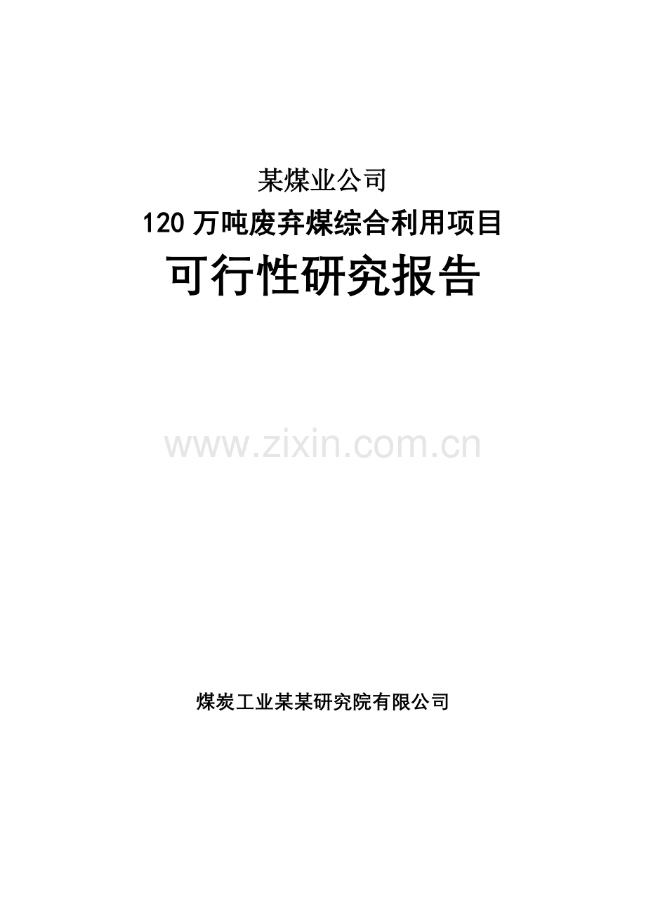 某公司120万吨废弃煤综合利用项目申请建设可研报告(word-优秀甲级资质申请建设可研报告).doc_第1页