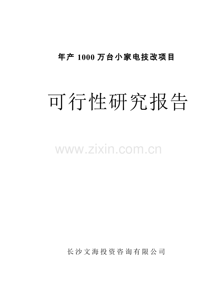 年产1000万台小家电技改项目可行性研究报告.doc_第1页