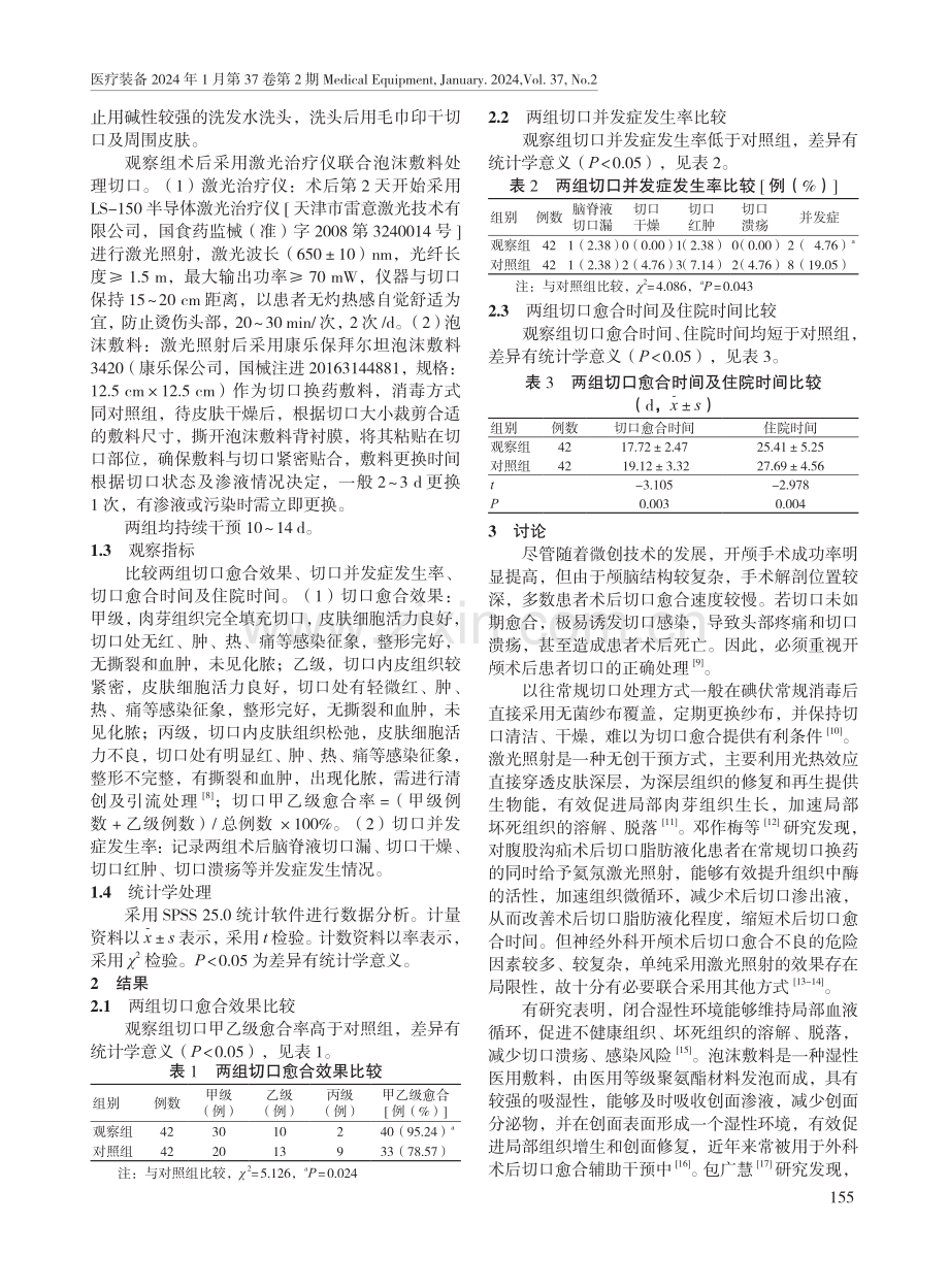 激光治疗仪联合泡沫敷料在开颅血肿清除术高血压脑出血患者中的应用效果.pdf_第2页