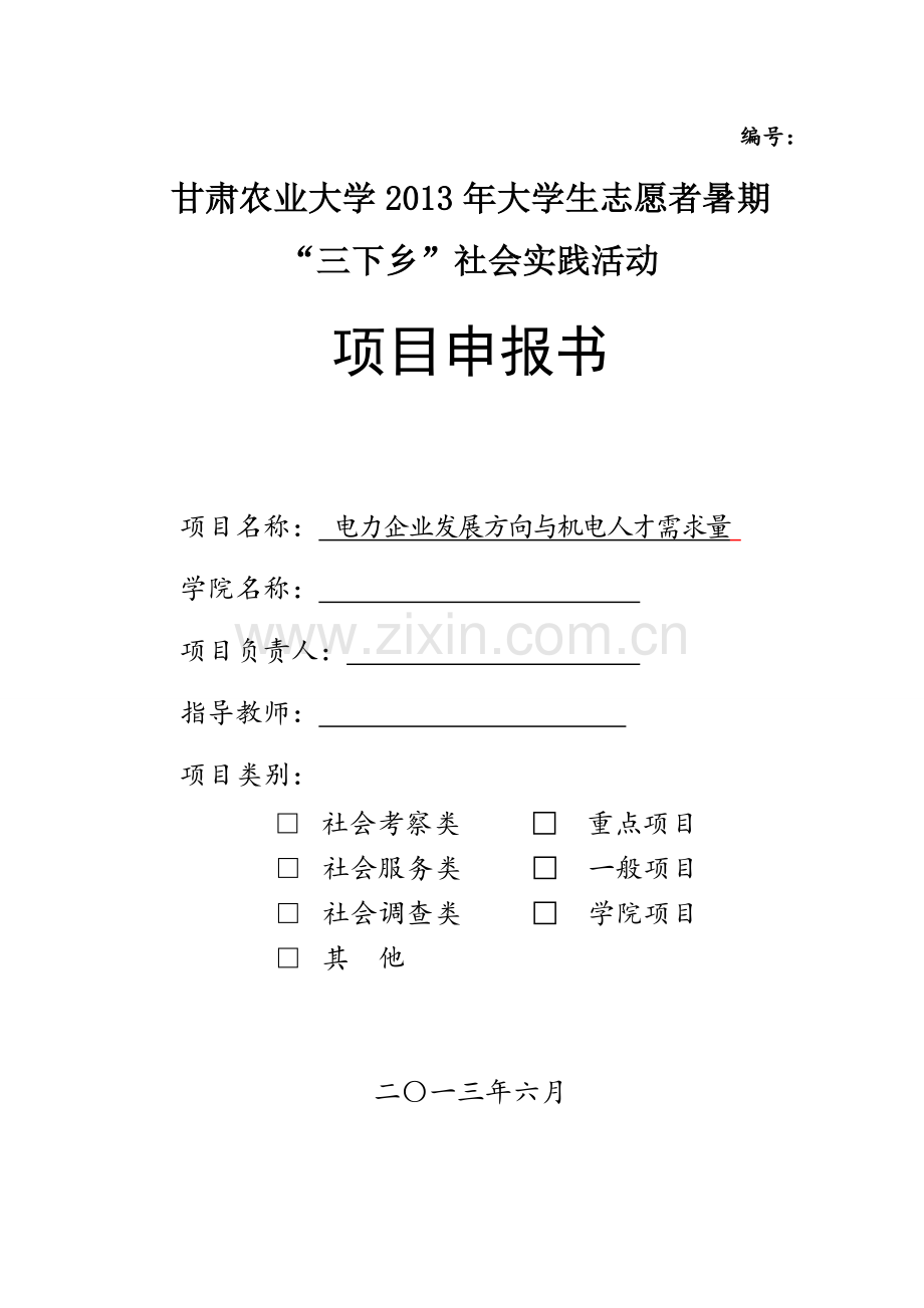 电力企业发展方向与机电人才需求量社会实践策划书.docx_第1页