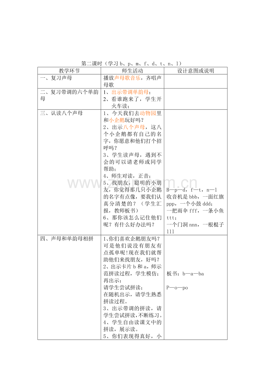 幼儿园大班拼音教案——声母教学设计.doc_第3页