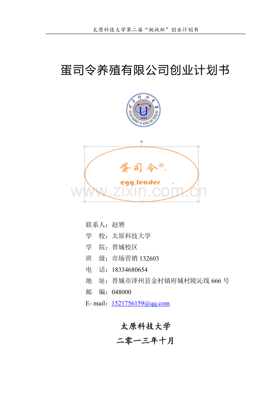 策划方案-—蛋司令养殖有限公司创业计划书.doc_第1页