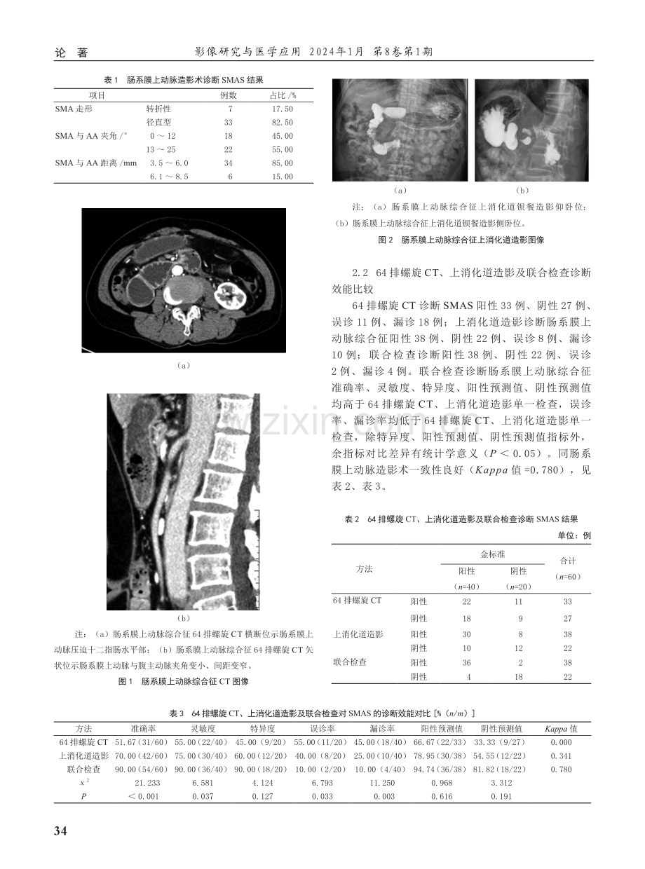 上消化道钡餐造影联合64排螺旋CT对肠系膜上动脉综合征的诊断价值分析.pdf_第3页