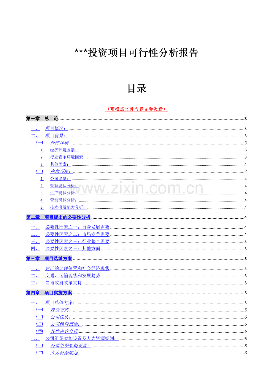 投资项目可行性分析报告模板.doc_第1页