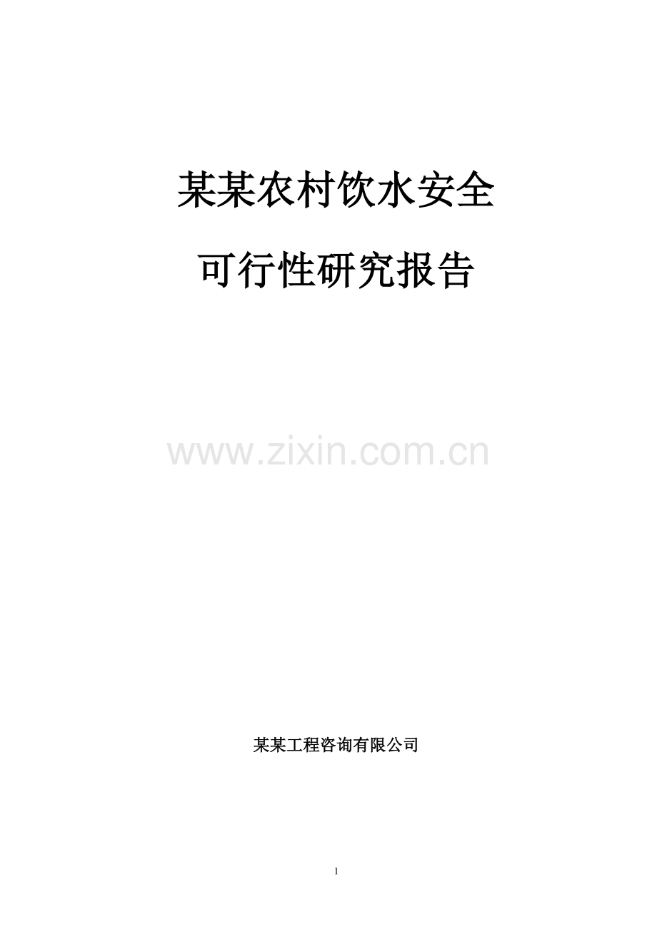 某某农村饮水安全可行性研究报告书(优秀可研报告131页).doc_第1页