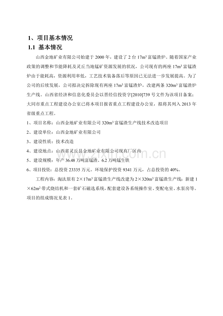 金地矿业有限公司320立方米富锰渣生产线技术改造项目立项环境影响评估报告书.doc_第2页