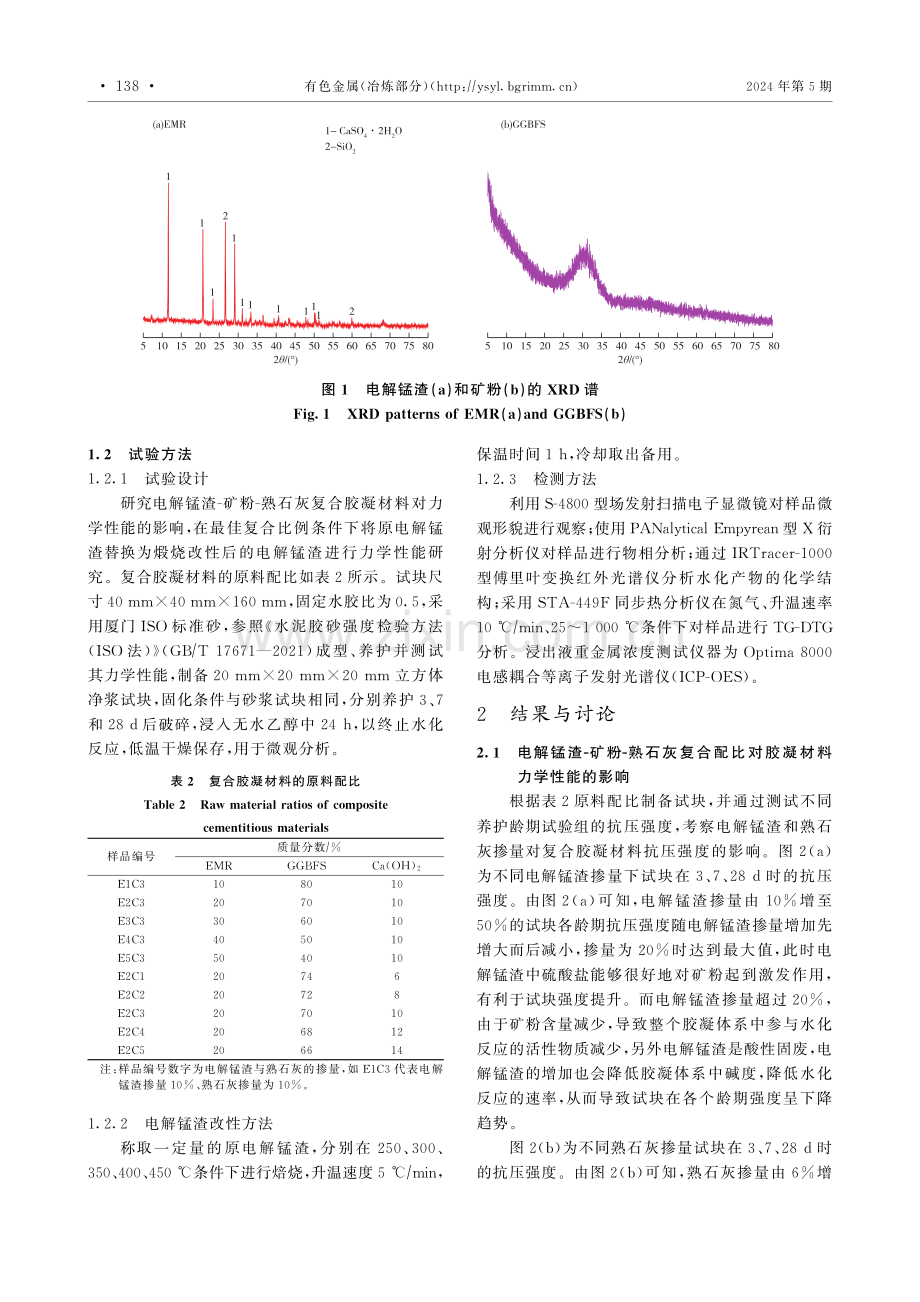 改性电解锰渣-矿粉复合胶材料的制备及水化机理.pdf_第3页