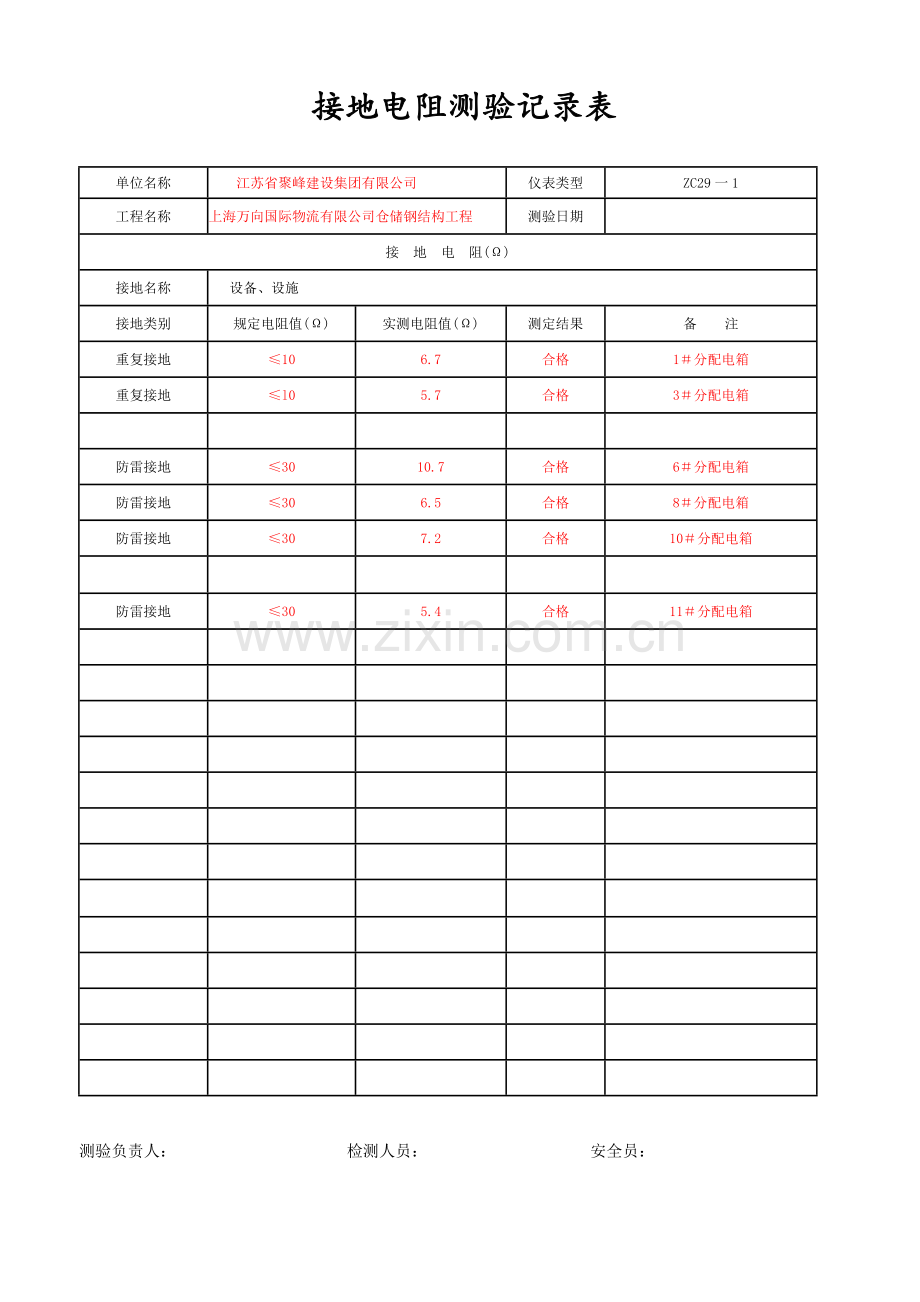 接地电阻测验记录表.doc_第1页